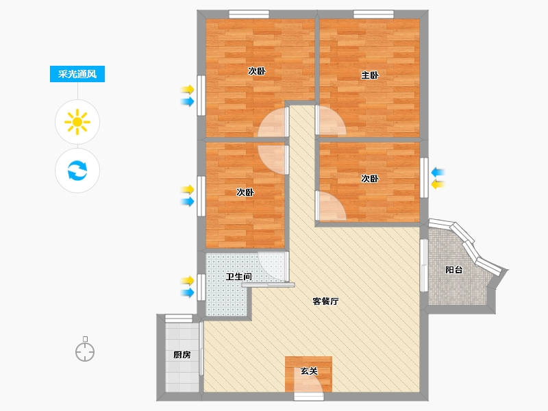 广东省-深圳市-益荣居4栋6C-69.73-户型库-采光通风