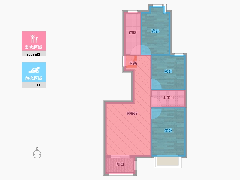 北京-北京市-阳光水岸-58.87-户型库-动静分区