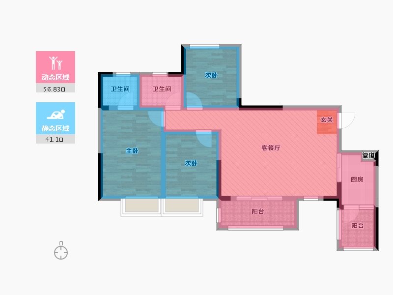 四川省-泸州市-中广一品城-84.60-户型库-动静分区