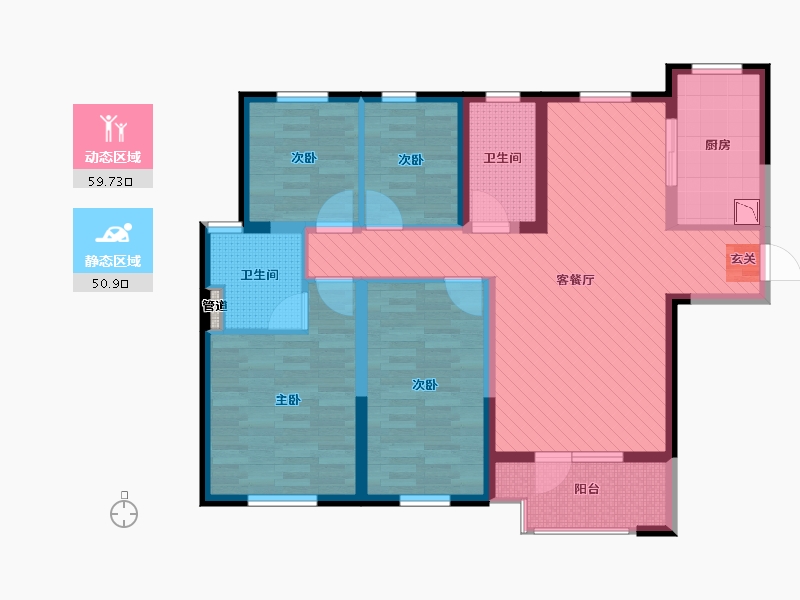 湖北省-武汉市-万科汉口传奇唐樾-97.22-户型库-动静分区