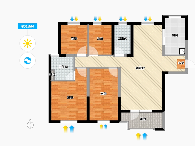 湖北省-武汉市-万科汉口传奇唐樾-97.22-户型库-采光通风