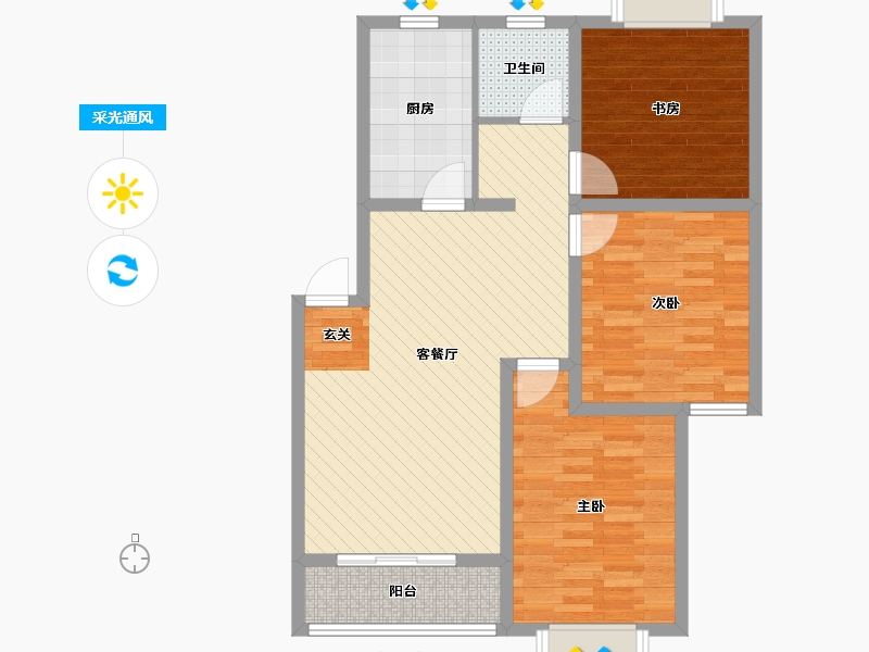 江苏省-宿迁市-左岸逸品-88.00-户型库-采光通风