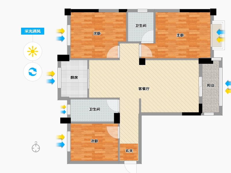 河南省-信阳市-成功花园-104.00-户型库-采光通风