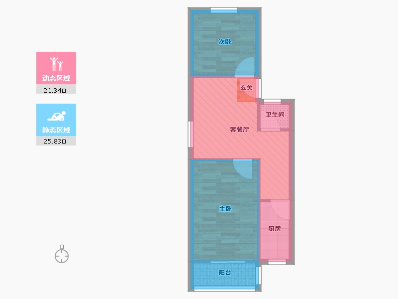 北京-北京市-铁路小区8号楼1单元-41.24-户型库-动静分区