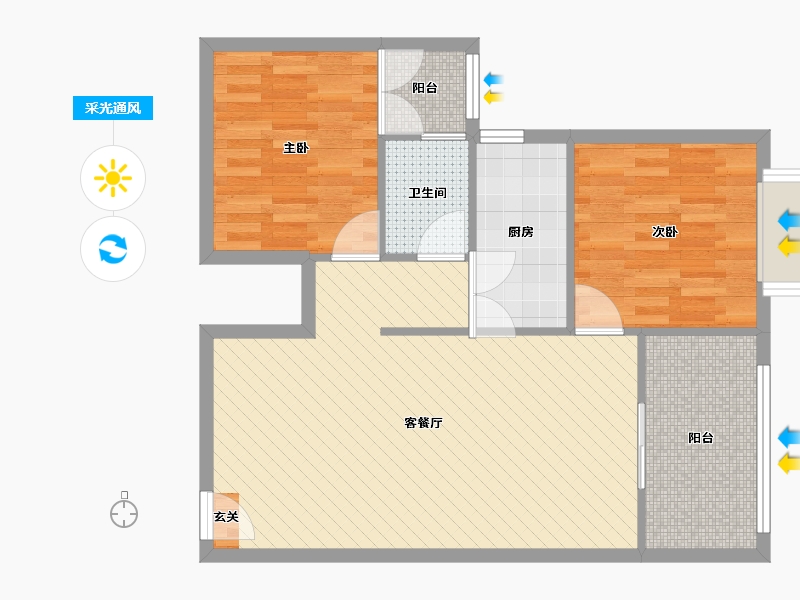 四川省-成都市-紫东锦源-72.38-户型库-采光通风