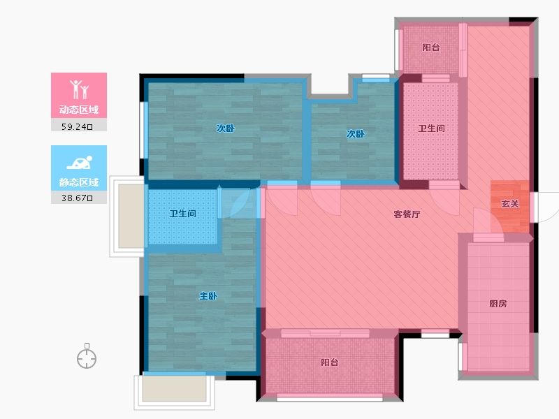 四川省-巴中市-恩阳首座-83.72-户型库-动静分区