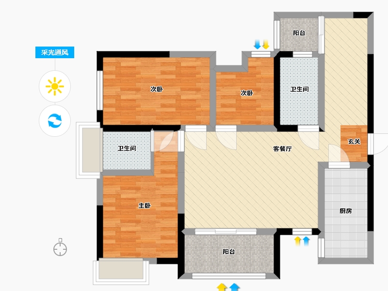 四川省-巴中市-恩阳首座-83.72-户型库-采光通风