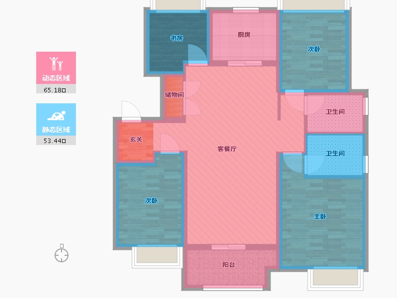 江苏省-南京市-万科城麓园30栋-104.00-户型库-动静分区