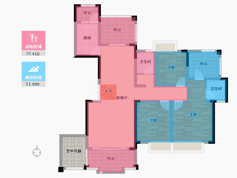 浙江省-金华市-溪西帝景-117.72-户型库-动静分区