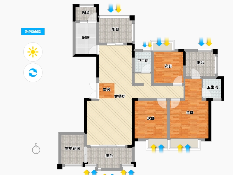 浙江省-金华市-溪西帝景-117.72-户型库-采光通风