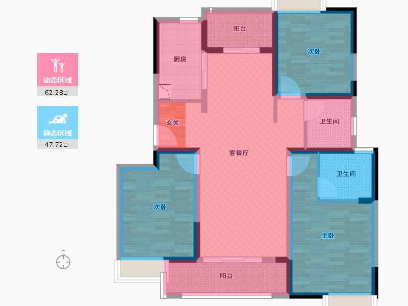 江苏省-苏州市-昆山-95.56-户型库-动静分区