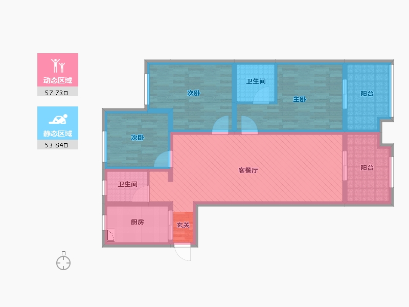 江苏省-徐州市-阳光凯旋城-96.89-户型库-动静分区