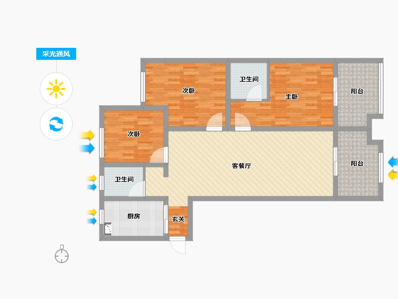 江苏省-徐州市-阳光凯旋城-96.89-户型库-采光通风