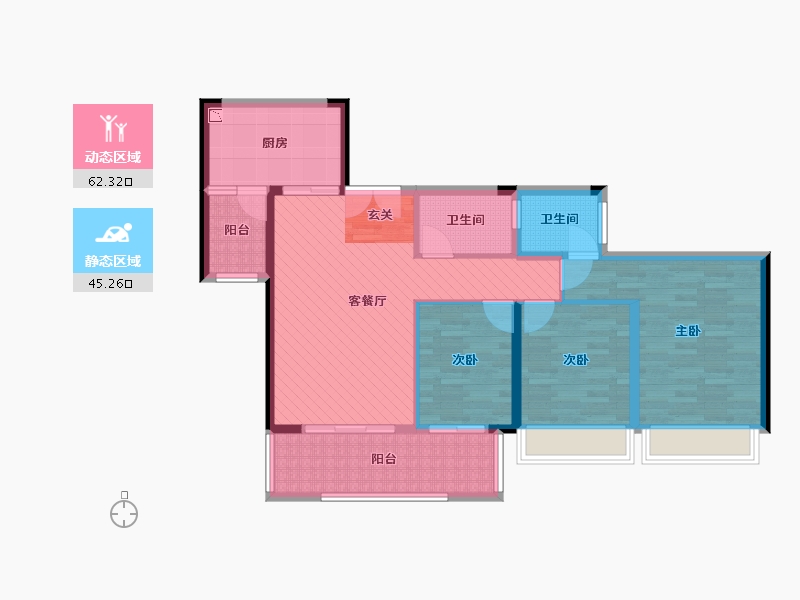 广东省-惠州市-方直珑湖湾-94.13-户型库-动静分区