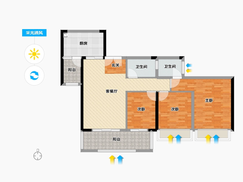 广东省-惠州市-方直珑湖湾-94.13-户型库-采光通风