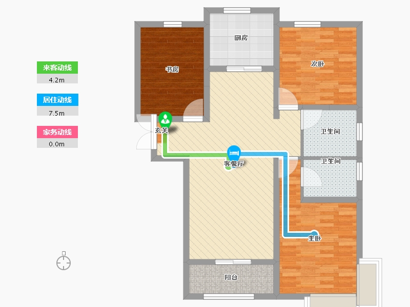 陕西省-西安市-田园新都市-88.44-户型库-动静线