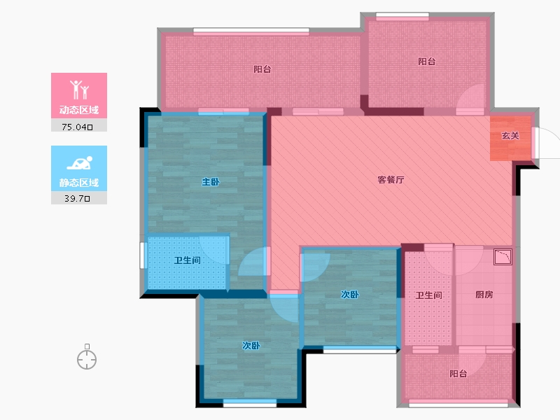 四川省-遂宁市-置信仁湖花园7期-100.40-户型库-动静分区