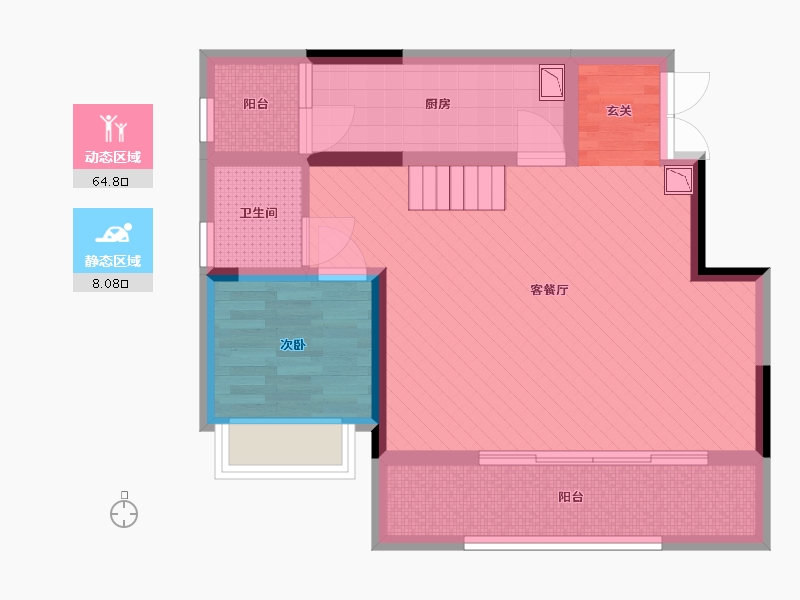 重庆-重庆市-巴南欧鹏教育城拉斐公馆-63.12-户型库-动静分区