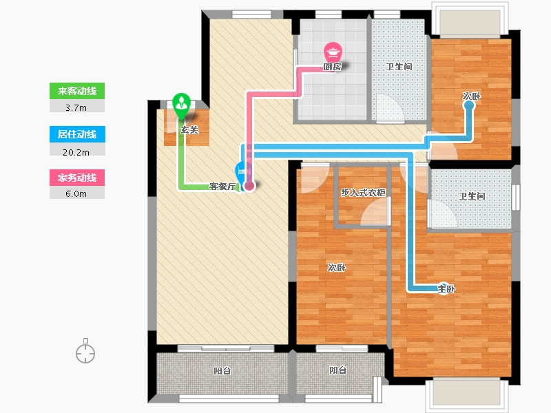 湖北省-黄石市-万广城东一品-104.39-户型库-动静线