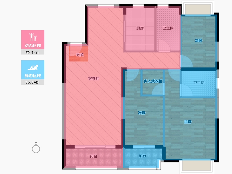 湖北省-黄石市-万广城东一品-104.39-户型库-动静分区