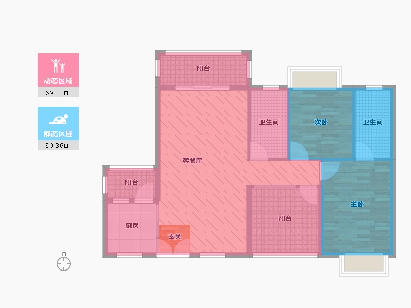 湖北省-黄冈市-麻城市蓝翔万象城-88.15-户型库-动静分区