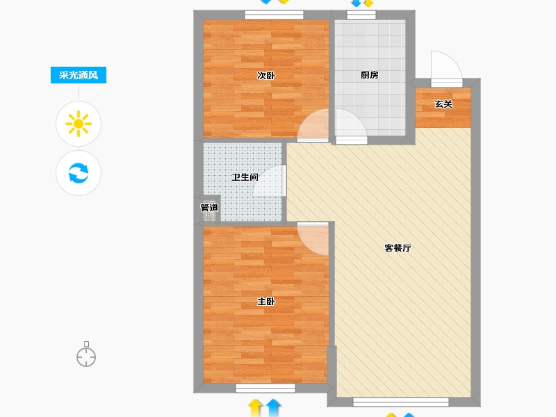 辽宁省-大连市-恒峰天泉小镇-66.40-户型库-采光通风