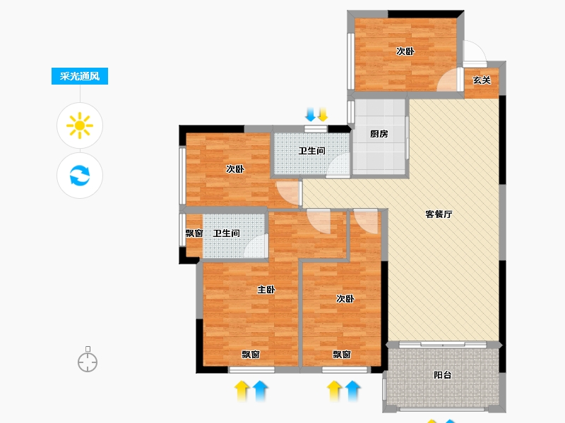 湖南省-郴州市-宝蓝城市广场-107.86-户型库-采光通风