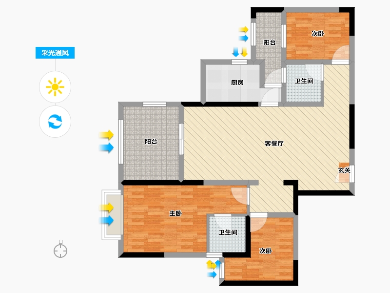 广东省-惠州市-新华联广场-96.30-户型库-采光通风