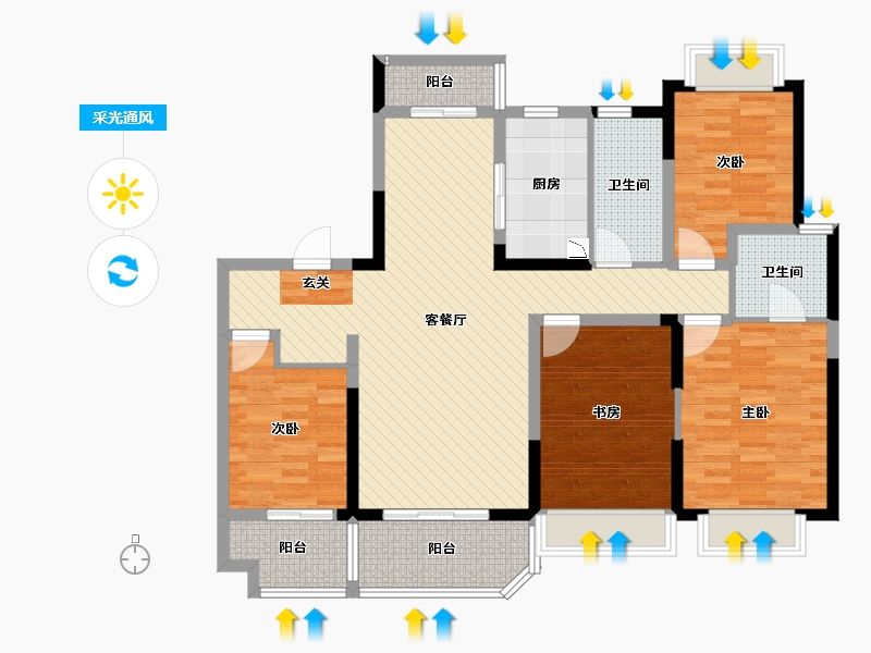 广西壮族自治区-南宁市-华骋阁-116.25-户型库-采光通风