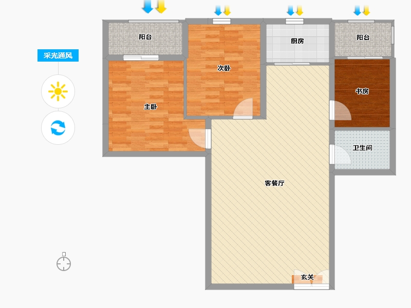 福建省-南平市-金辉小区-95.25-户型库-采光通风