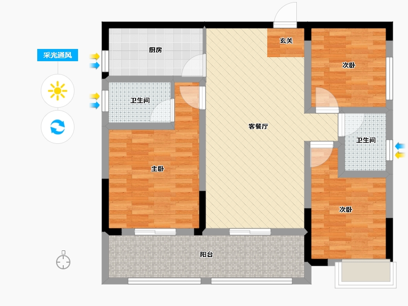 湖北省-十堰市-汉成天地-85.01-户型库-采光通风