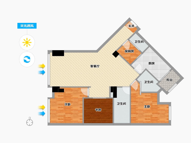 北京-北京市-丽水莲花信堡水岸公馆-110.37-户型库-采光通风