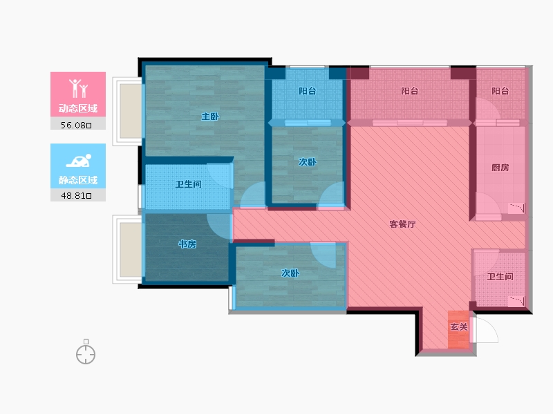 云南省-昆明市-园城-90.63-户型库-动静分区