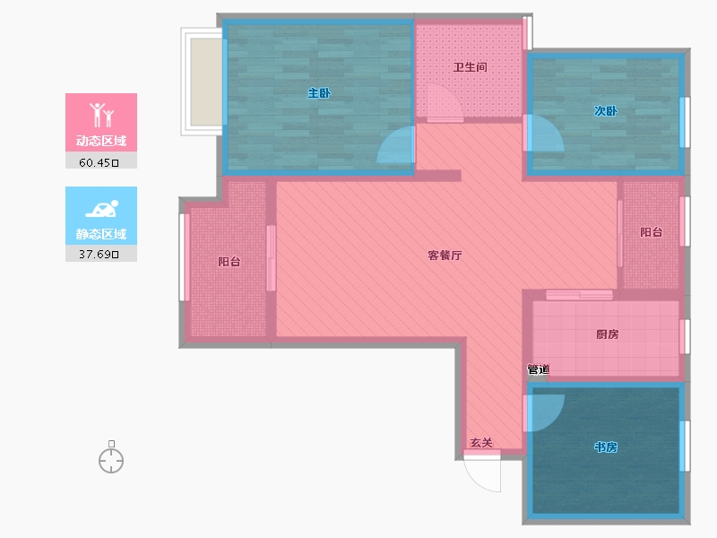 江苏省-徐州市-鑫苑景城-85.60-户型库-动静分区