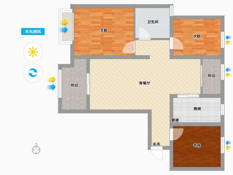 江苏省-徐州市-鑫苑景城-85.60-户型库-采光通风