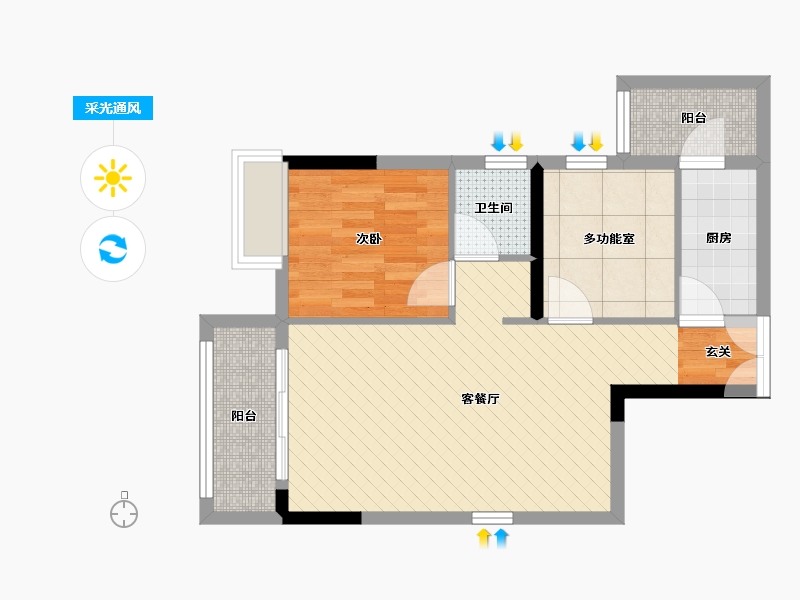 广东省-佛山市-伟业华誉.豪庭-56.21-户型库-采光通风