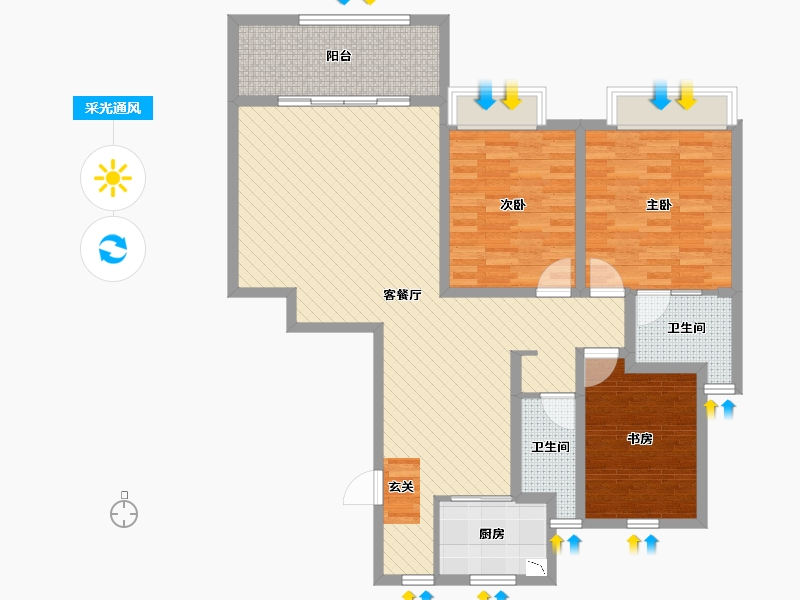 江苏省-苏州市-龙庭华府-109.00-户型库-采光通风