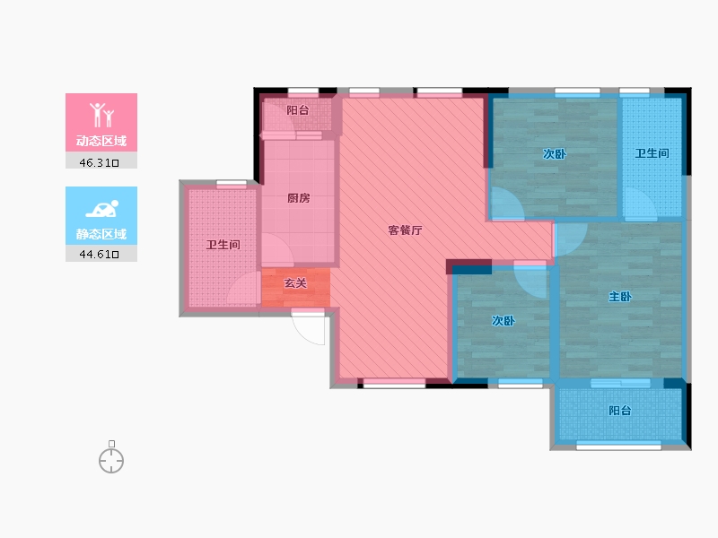 湖北省-黄冈市-畔山华府-79.55-户型库-动静分区