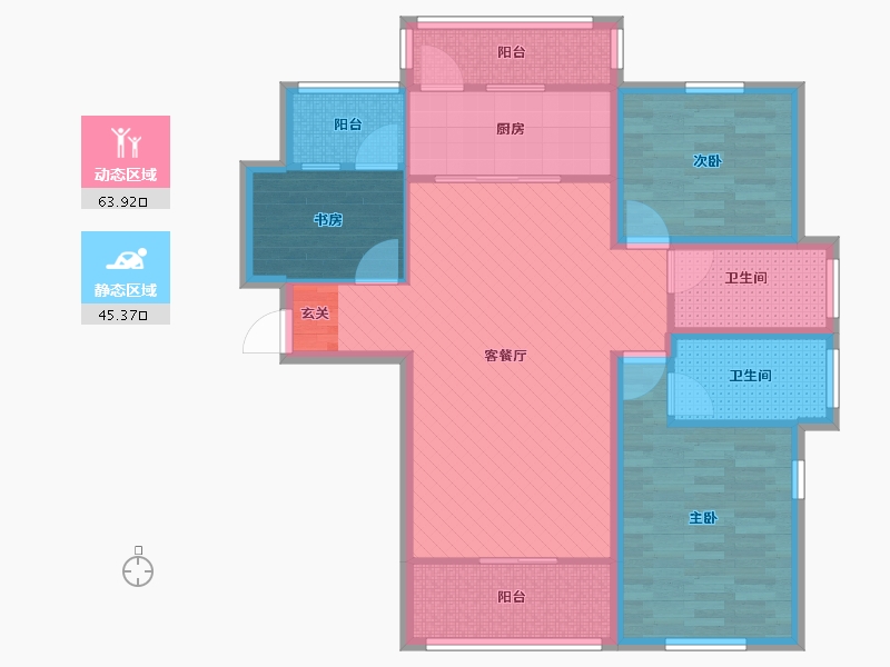 云南省-昆明市-金湖盛景-96.55-户型库-动静分区