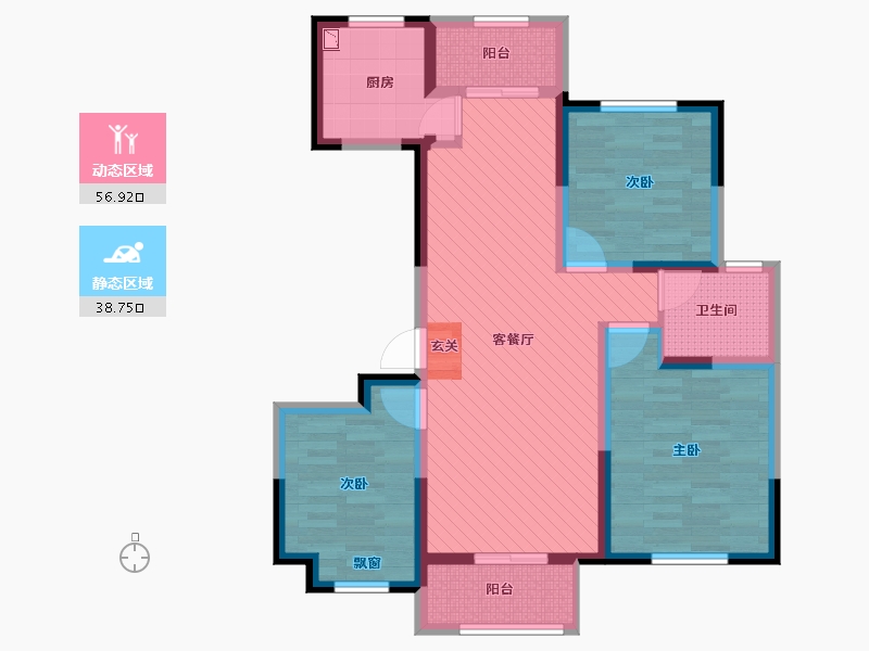 江苏省-宿迁市-中豪运河天玺-82.99-户型库-动静分区