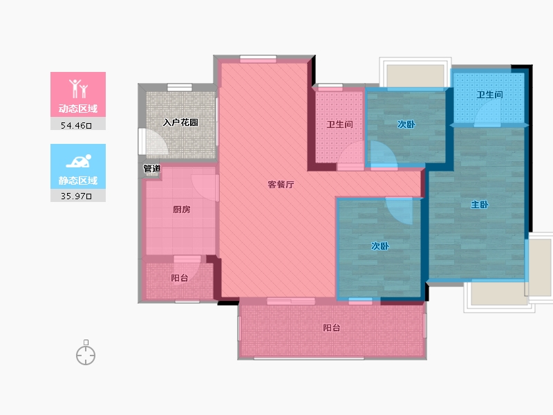 广东省-中山市-骏珑盛景-84.10-户型库-动静分区