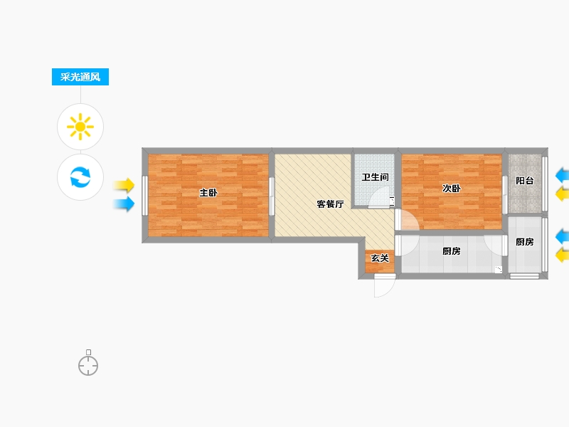 天津-天津市-顺达公寓-58.55-户型库-采光通风