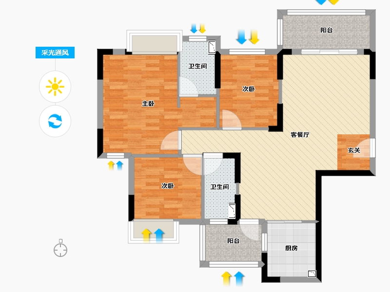 广东省-江门市-宝源-90.54-户型库-采光通风