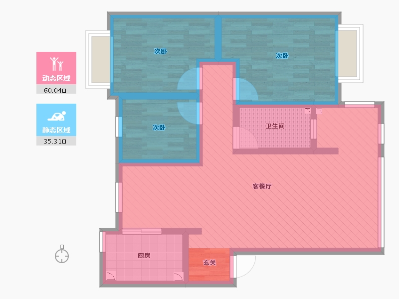 湖南省-怀化市-二凉亭新苑-82.95-户型库-动静分区