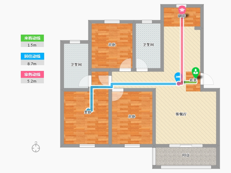 浙江省-嘉兴市-清风阁-96.75-户型库-动静线