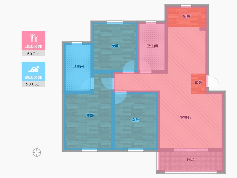 浙江省-嘉兴市-清风阁-96.75-户型库-动静分区