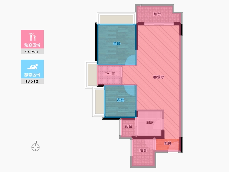 广东省-佛山市-龙光水悦熙园-63.80-户型库-动静分区