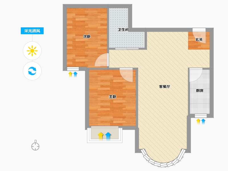 河北省-廊坊市-夏威夷南湾-60.23-户型库-采光通风