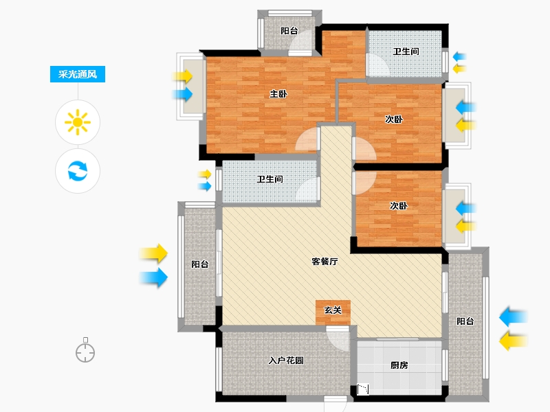 湖南省-永州市-湘源壹号-115.91-户型库-采光通风