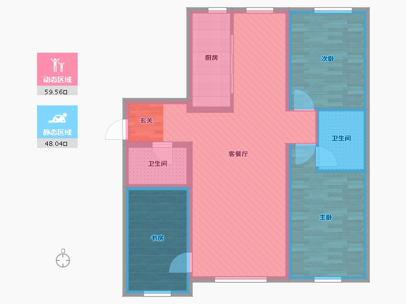 黑龙江省-大庆市-潮城三期-95.42-户型库-动静分区